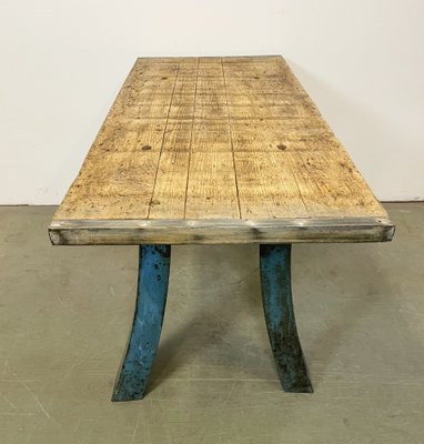 Industrial Blue Dining Table, 1960s-CGF-1068912