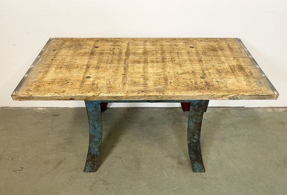 Industrial Blue Dining Table, 1960s-CGF-1068912