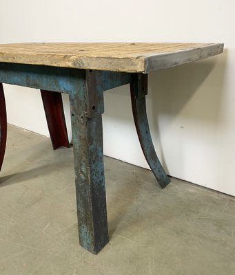 Industrial Blue Dining Table, 1960s-CGF-1068912