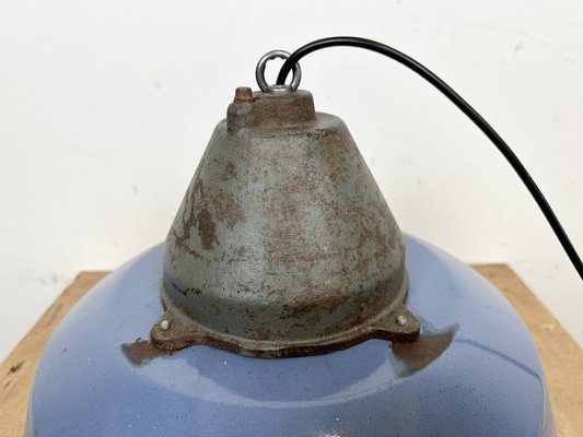 Industrial Blue Enamel and Cast Iron Pendant Light, 1960s-CGF-1720935