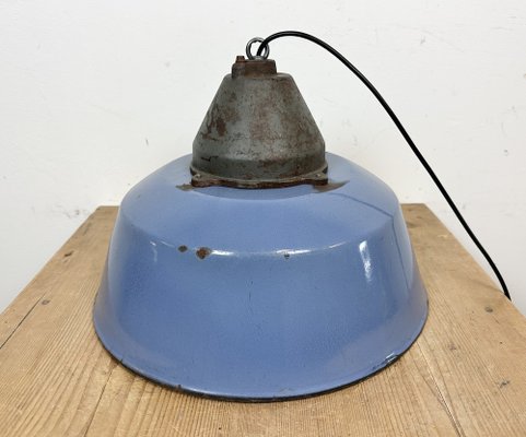 Industrial Blue Enamel and Cast Iron Pendant Light, 1960s-CGF-1720935