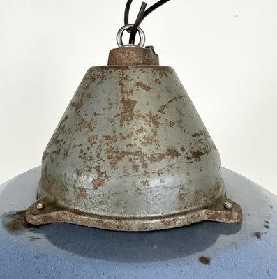 Industrial Blue Enamel and Cast Iron Pendant Light, 1960s-CGF-1720935