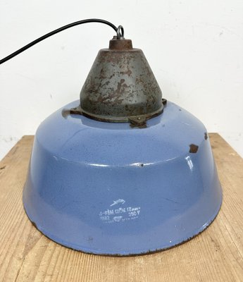 Industrial Blue Enamel and Cast Iron Pendant Light, 1960s-CGF-1720935