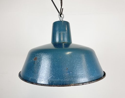 Industrial Blue Enamel Factory Pendant Lamp, 1960s-CGF-1404650