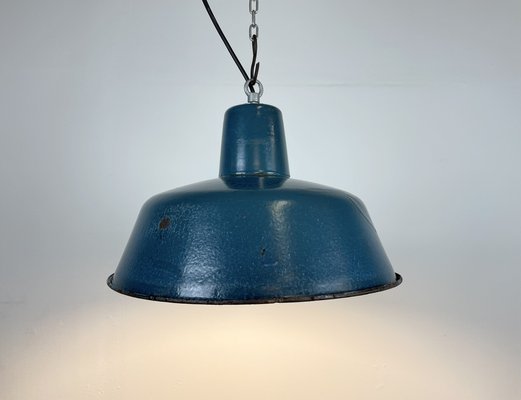 Industrial Blue Enamel Factory Pendant Lamp, 1960s-CGF-1404650