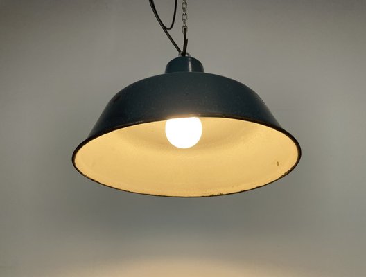 Industrial Blue Enamel Factory Pendant Lamp, 1960s-CGF-1404650