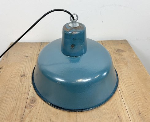 Industrial Blue Enamel Factory Pendant Lamp, 1960s-CGF-1404650