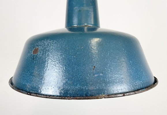 Industrial Blue Enamel Factory Pendant Lamp, 1960s-CGF-1404650