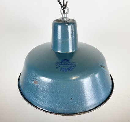 Industrial Blue Enamel Factory Pendant Lamp, 1960s-CGF-1404650