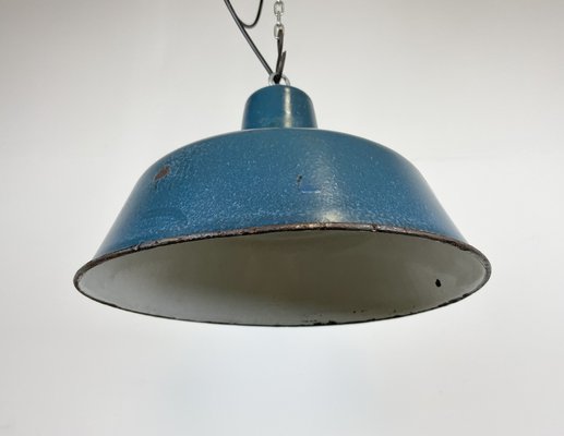 Industrial Blue Enamel Factory Pendant Lamp, 1960s-CGF-1404650