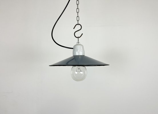 Industrial Blue Enamel Pendant Light, 1970s-CGF-1235551