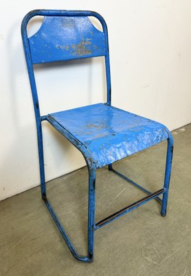 Industrial Blue Iron Chairs, 1950s, Set of 2-CGF-1767468