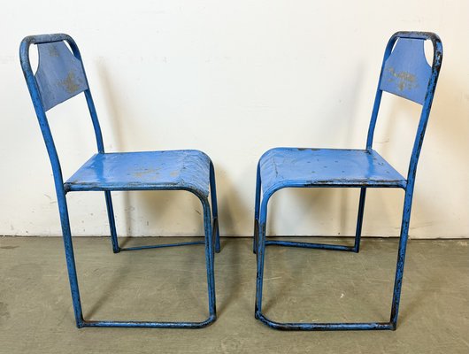 Industrial Blue Iron Chairs, 1950s, Set of 2-CGF-1767468