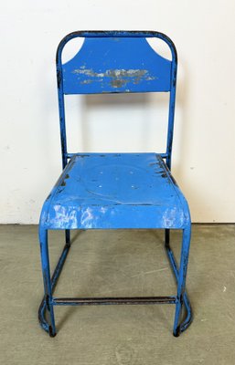 Industrial Blue Iron Chairs, 1950s, Set of 2-CGF-1767468