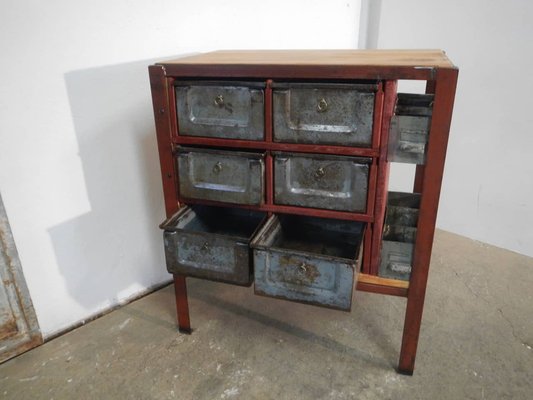 Industrial Cabinet with Iron Drawers and Fir Tops, 1970-WWQ-1100287