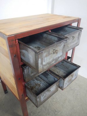 Industrial Cabinet with Iron Drawers and Fir Tops, 1970-WWQ-1100287