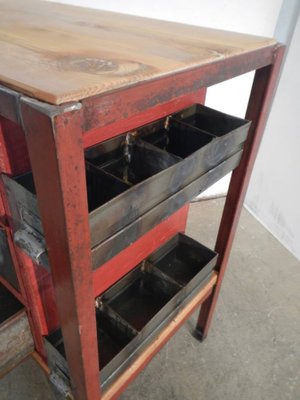 Industrial Cabinet with Iron Drawers and Fir Tops, 1970-WWQ-1100287