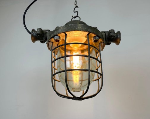 Industrial Cast Aluminium Cage Pendant Light, 1960s-CGF-1747339