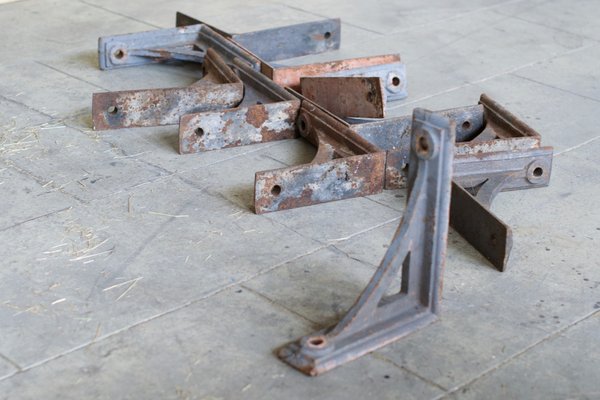 Industrial Cast Iron Brackets, 1900s, Set of 11-LA-1749040