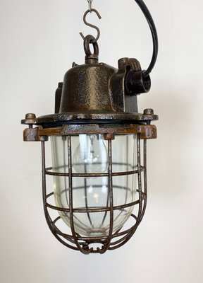 Industrial Cast Iron Cage Pendant Light, 1960s-CGF-1057215