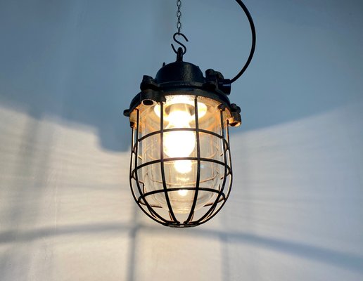 Industrial Cast Iron Cage Pendant Light, 1960s-CGF-1057215