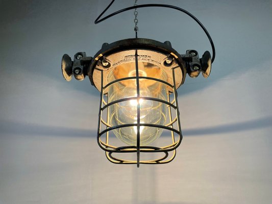 Industrial Cast Iron Cage Pendant Light, 1960s-CGF-1268378