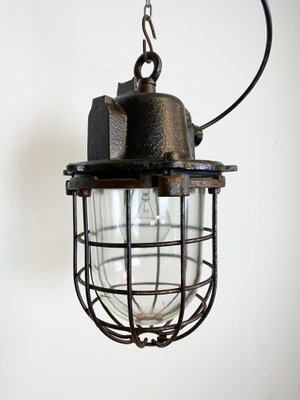 Industrial Cast Iron Cage Pendant Light, 1960s-CGF-1057215