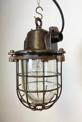 Industrial Cast Iron Cage Pendant Light, 1960s-CGF-1057215