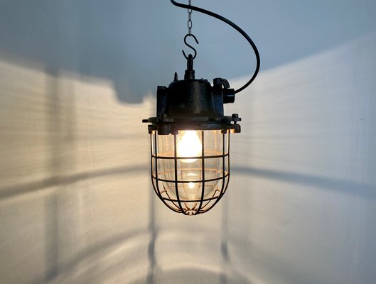 Industrial Cast Iron Cage Pendant Light, 1960s-CGF-1057215