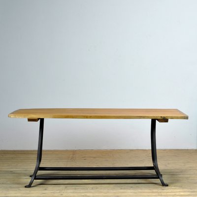 Industrial Cast Iron Table with Pine Top-IW-1293462