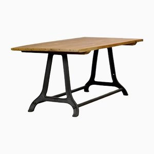 Industrial Cast Iron Table with Pine Top-IW-1293462