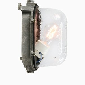 Industrial Cast Metal & Frosted Glass Sconce-BLS-1135214