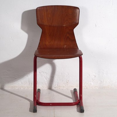 Industrial Chairs in Yellow and Red, 1950, Set of 4-ZNJ-2035299