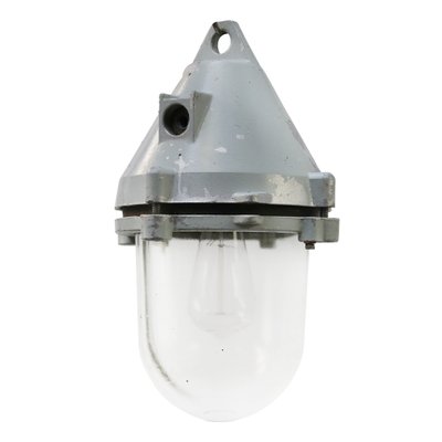 Industrial Clear Glass & Grey Pendant Light-BLS-1319574