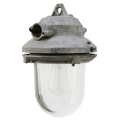 Industrial Clear Glass & Grey Pendant Lights-BLS-1313061