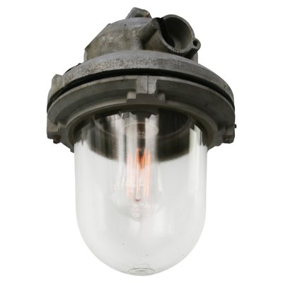 Industrial Clear Glass & Grey Pendant Lights-BLS-1313061