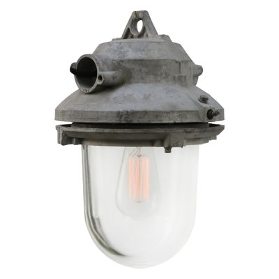 Industrial Clear Glass & Grey Pendant Lights-BLS-1313061