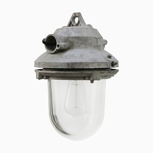 Industrial Clear Glass & Grey Pendant Lights-BLS-1313061