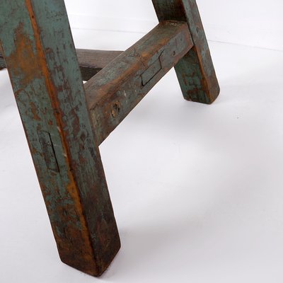 Industrial Console Table with Bluestone Top and Green Weathered Wood-NYF-2024128