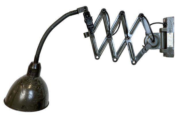 Industrial Dark Green Scissor Wall Lamp from Elektroinstala, 1960s-CGF-1733902