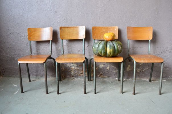 Industrial Dining Chairs, 1950s, Set of 4-AIU-825788