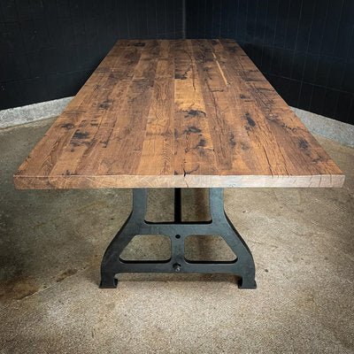 Industrial Dining Table in Rustic Oak-IA-1706081