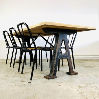 Industrial Dining Table with Machine Parts Oxidaad, 1920s-LCQ-1403560