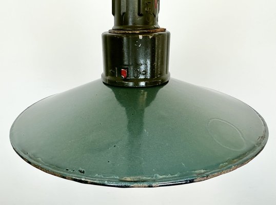 Industrial Enameled Military Pendant Lamp with Cast Aluminium Top, 1960s-CGF-1703764