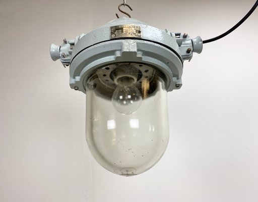 Industrial Explosion Proof Gray Ceiling Lamp from Elektrosvit, 1970s-CGF-666091