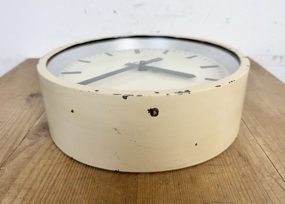 Industrial Factory Beige Wall Clock from IBM, 1950s-CGF-2043790