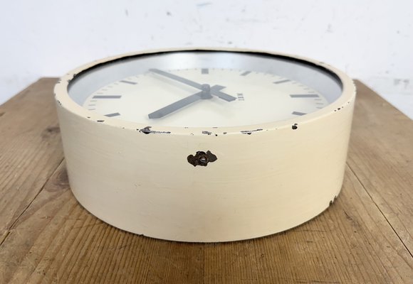 Industrial Factory Beige Wall Clock from IBM, 1950s-CGF-2043790