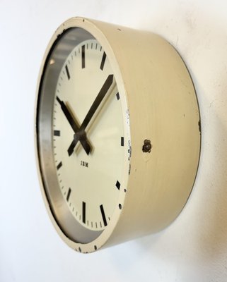 Industrial Factory Beige Wall Clock from IBM, 1950s-CGF-2043790