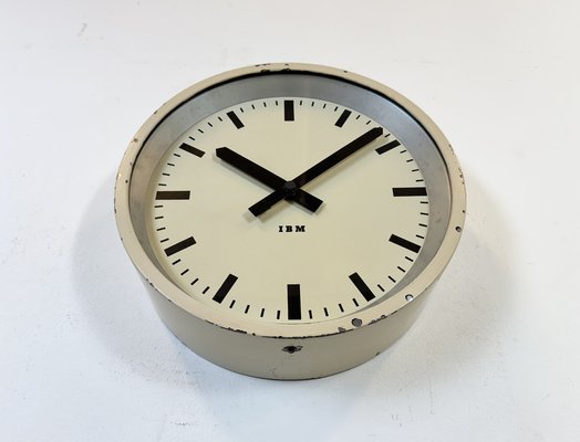 Industrial Factory Beige Wall Clock from IBM, 1950s-CGF-2043790