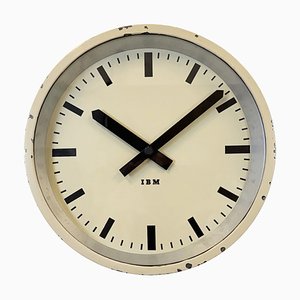 Industrial Factory Beige Wall Clock from IBM, 1950s-CGF-2043790